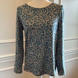 Chico's Gray and Turquoise Long Sleeve Shirt